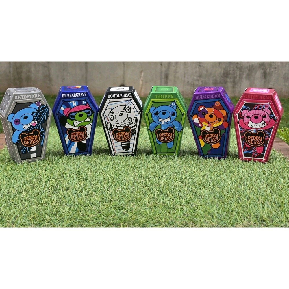 Complete Set Of 6 Deddy Bears 5" Coffin Plush Series 3 New Sealed License 2 Play